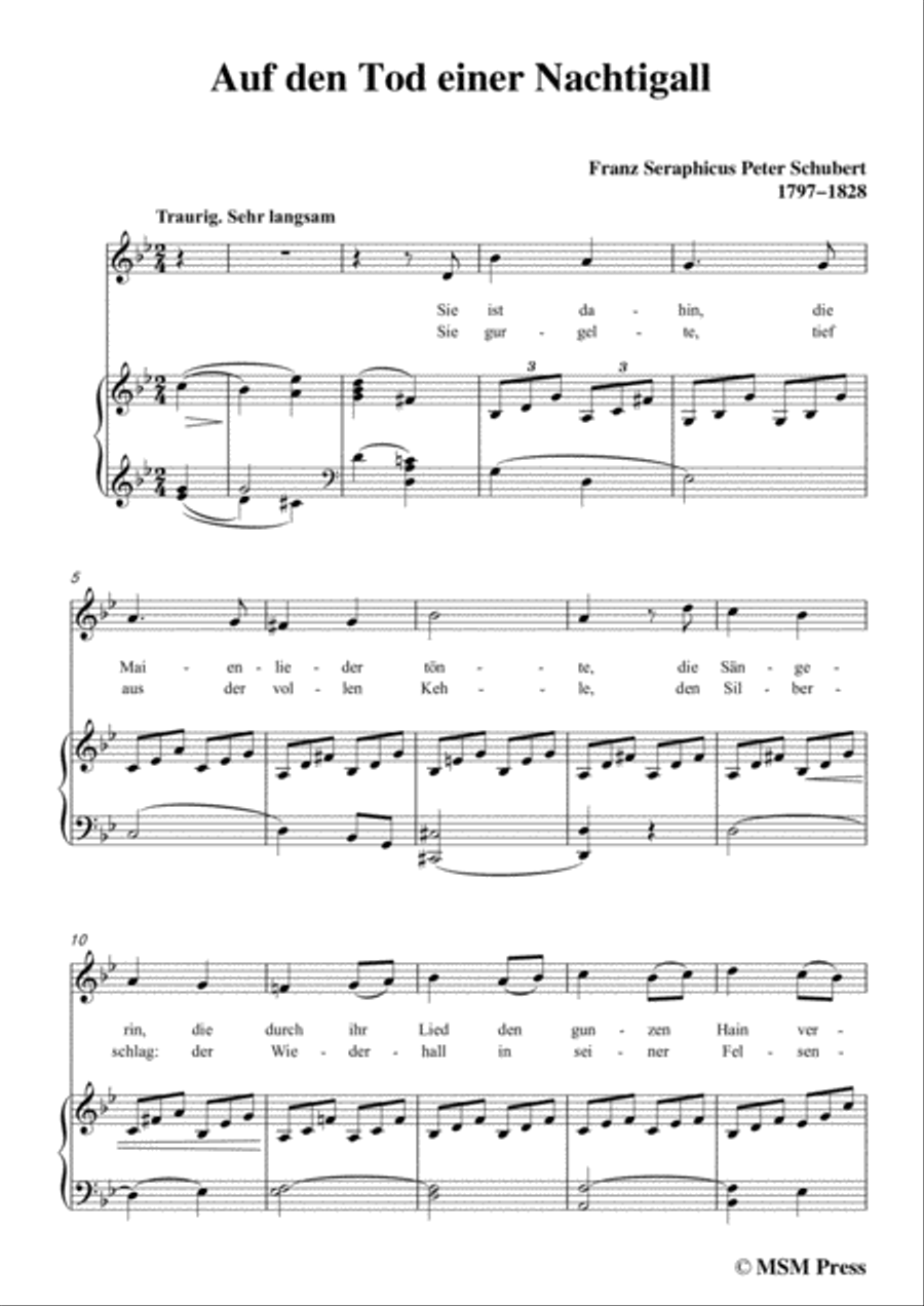 Schubert-Auf den Tod einer Nachtigall,in g minor,for Voice&Piano Voice scores gallery preview page 3