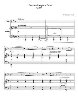 Cécile Chaminade - Concertino pour flûte, Op.107 - For Piano and Flute Original