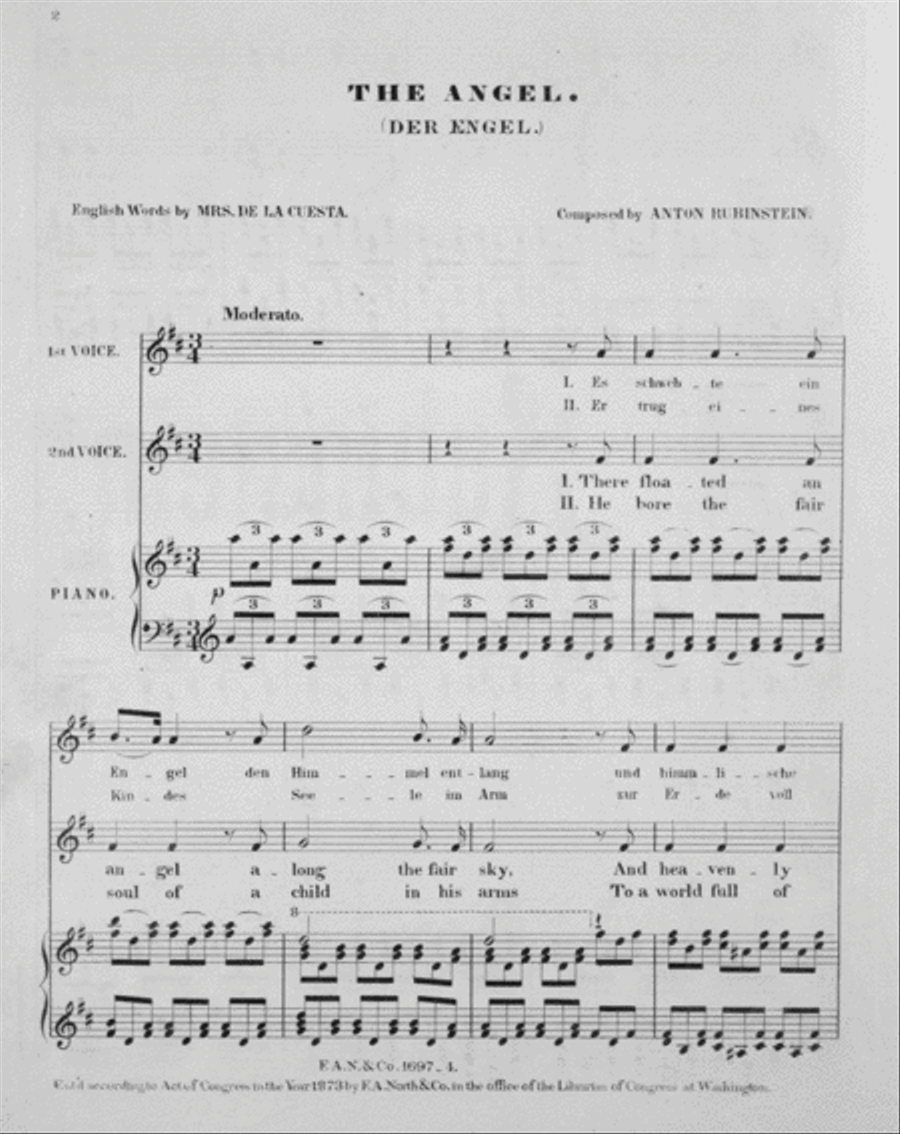 Two Part Songs by Anton Rubinstein. The Angel (Der Engel) 2-Part scores gallery preview page 2