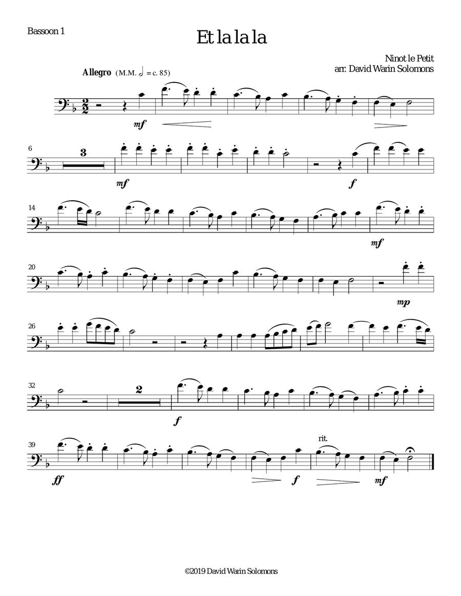 Et la la la for 4 bassoons Bassoon Quartet scores gallery preview page 3