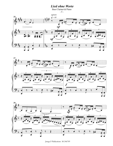 Mendelssohn: Song Without Words Op. 109 for Bass Clarinet & Piano image number null