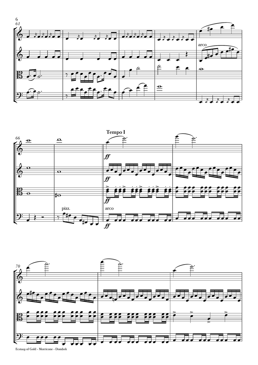 The Ecstasy Of Gold from THE GOOD, THE BAD AND THE UGLY String Quartet scores gallery preview page 6