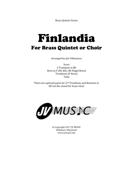 Finlandia Hymn for Brass Quintet or Choir image number null