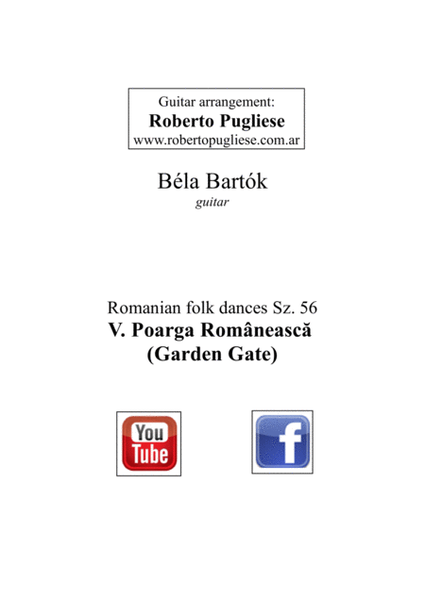 V. Román polka / Poarga Românească (Romanian Polka) for GUITAR - Garden gate. Béla Bartók. image number null