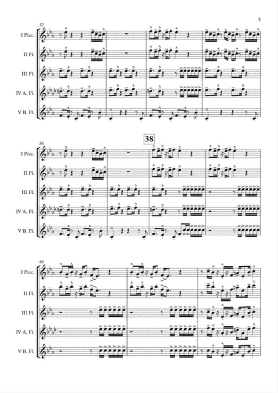 Uptown Funk Flute Choir scores gallery preview page 6