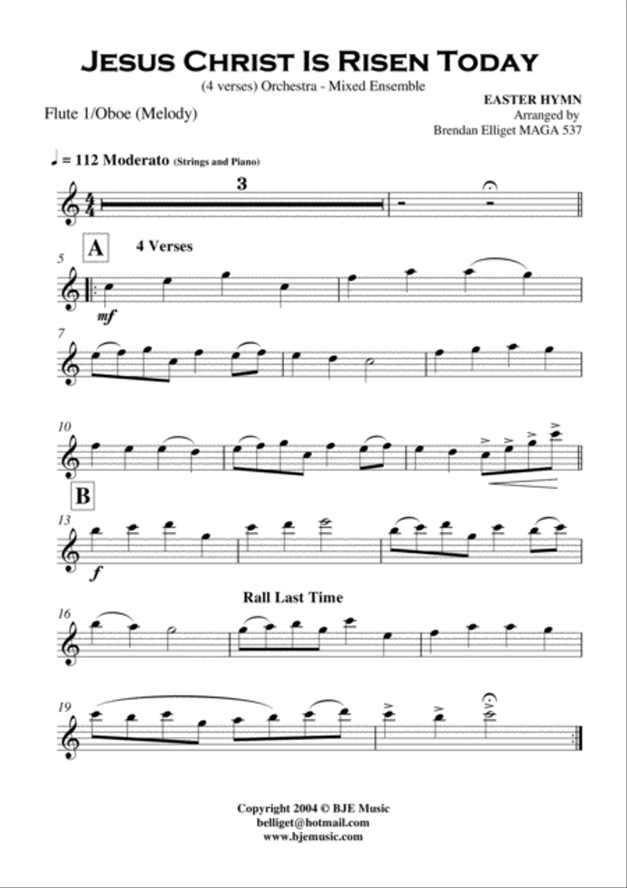 Jesus Christ Is Risen Today (Easter Hymn) - Orchestra or Mixed Ensemble Full Orchestra scores gallery preview page 3