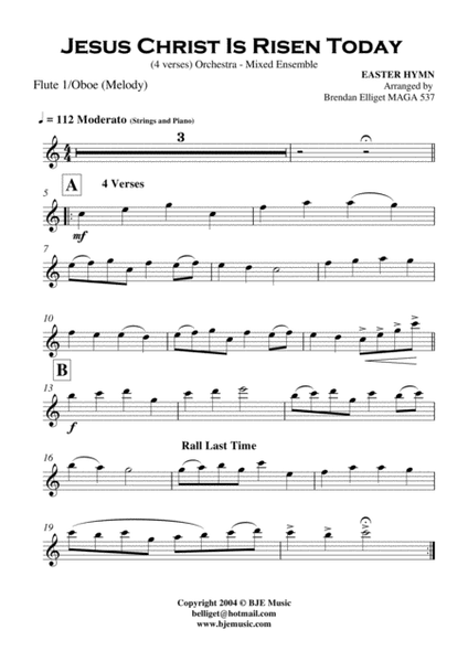Jesus Christ Is Risen Today (Easter Hymn) - Orchestra or Mixed Ensemble image number null