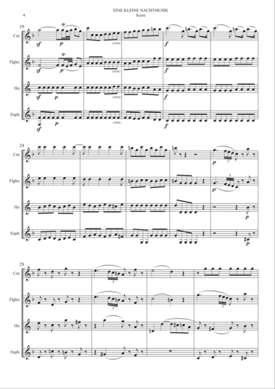 Eine Kleine Nacht Musik 1st Movement Allegro for Brass Band Quartet image number null