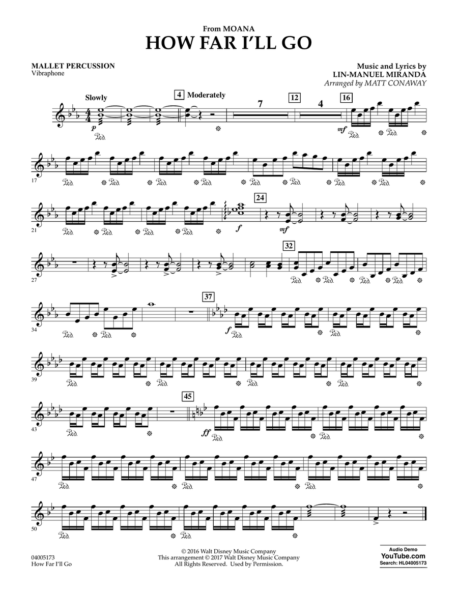 How Far I'll Go (from Moana) - Mallet Percussion Concert Band scores gallery preview page 1