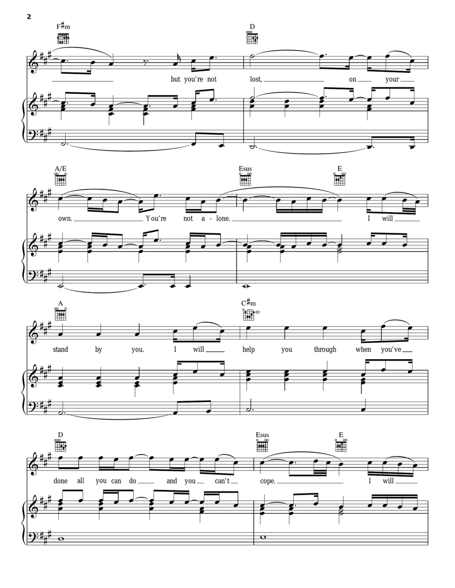 I Won't Let Go Piano, Vocal, Guitar scores gallery preview page 2