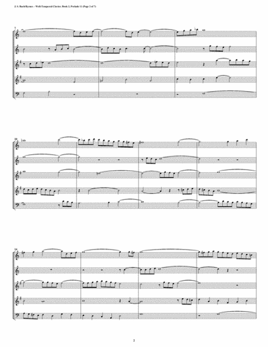 Prelude 11 from Well-Tempered Clavier, Book 2 (Double Reed Quintet) image number null
