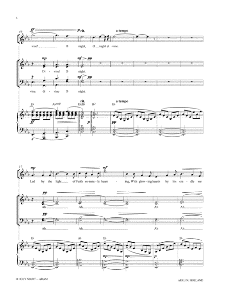 O Holy Night (Cantique de Noel) Adolphe Adam for High Voice and SATB Chorus 4-Part scores gallery preview page 6