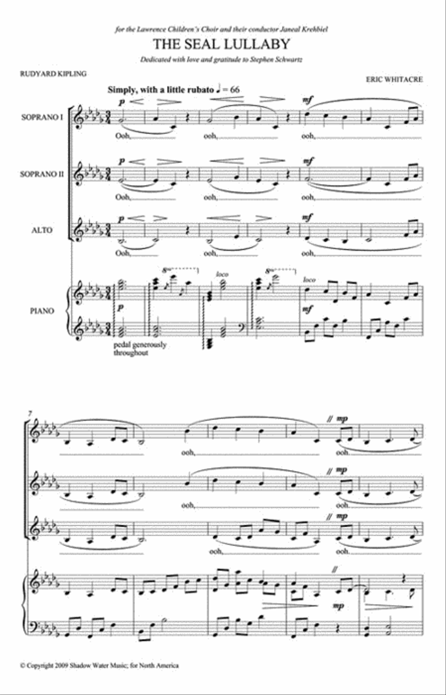 The Seal Lullaby SSA scores gallery preview page 2