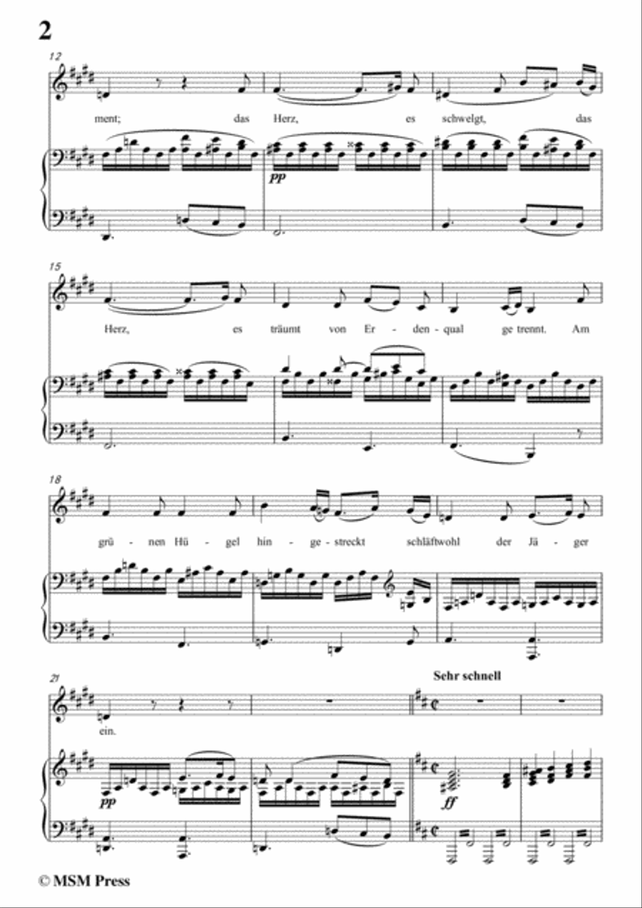 Schubert-Abendlied der Fürstin,in E Major,for Voice and Piano Voice Solo scores gallery preview page 4