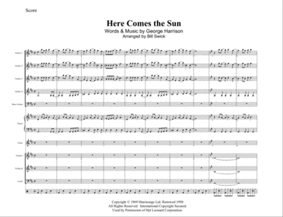 Here Comes The Sun Guitar scores gallery preview page 1