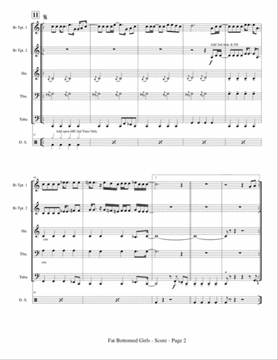Fat Bottomed Girls Brass Ensemble scores gallery preview page 4