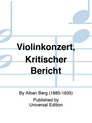 Book cover for Violinkonzert, Kritischer Bericht