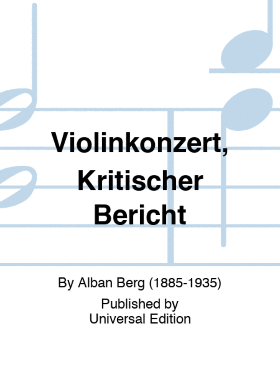 Book cover for Violinkonzert, Kritischer Bericht