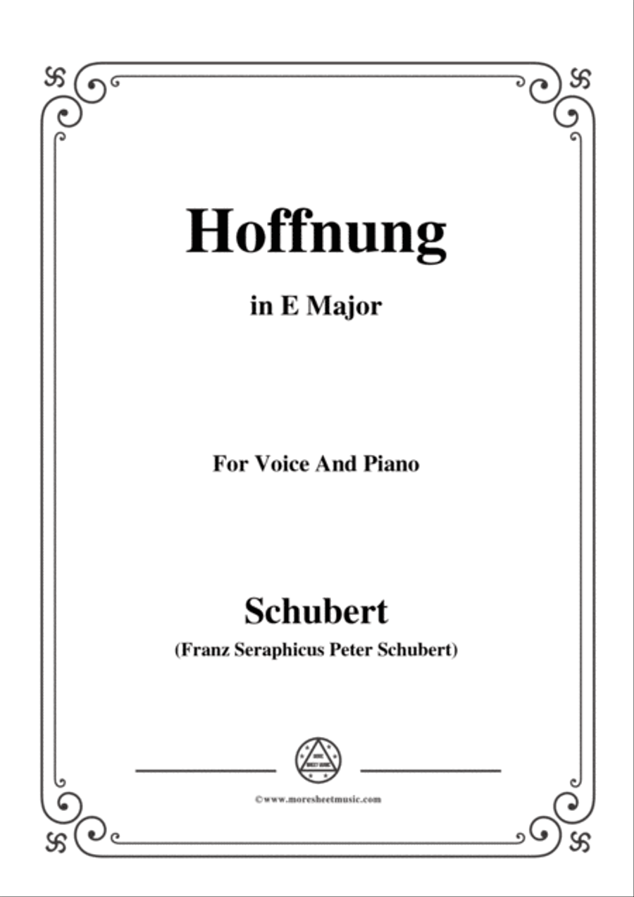 Schubert-Hoffnung,in E Major,for Voice&Piano Voice scores gallery preview page 1