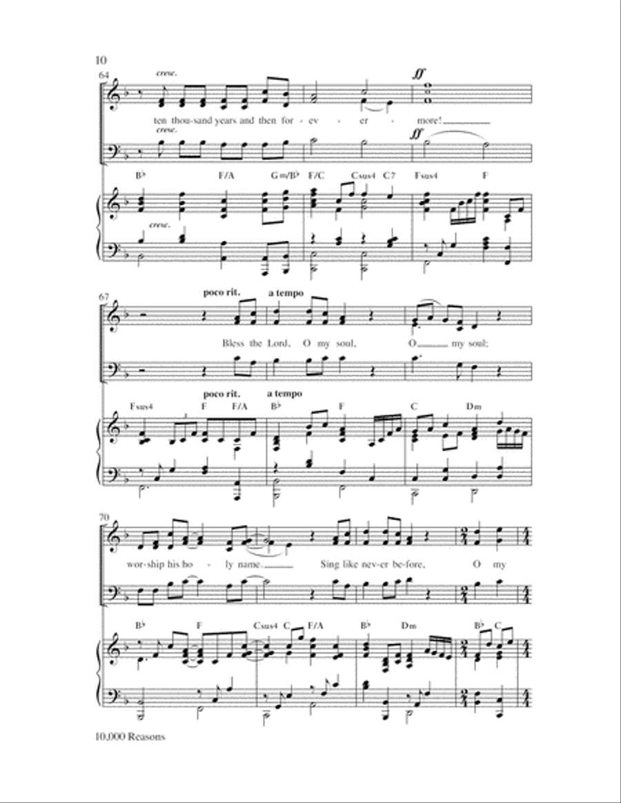 10,000 Reasons (Bless the Lord) 4-Part scores gallery preview page 10