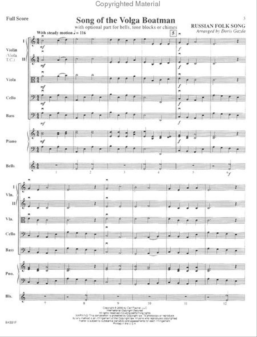 Song of the Volga Boatman String Orchestra scores gallery preview page 2