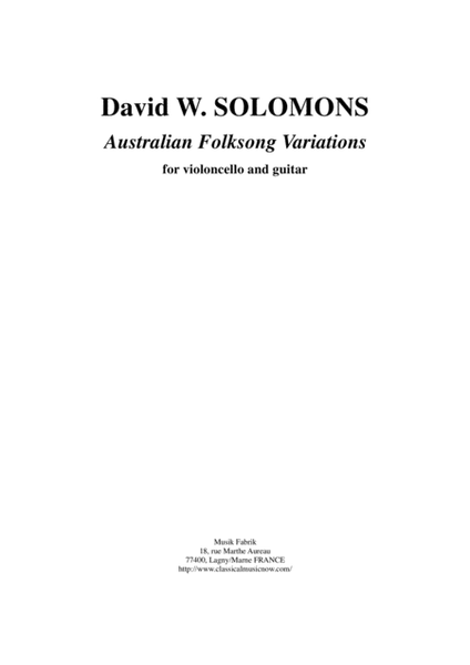 David Warin Solomons: Australian Folksong Variations for cello and guitar image number null