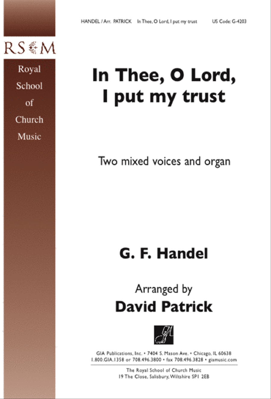 In Thee, O Lord, I Put My Trust by George Frideric Handel 2-Part - Sheet Music
