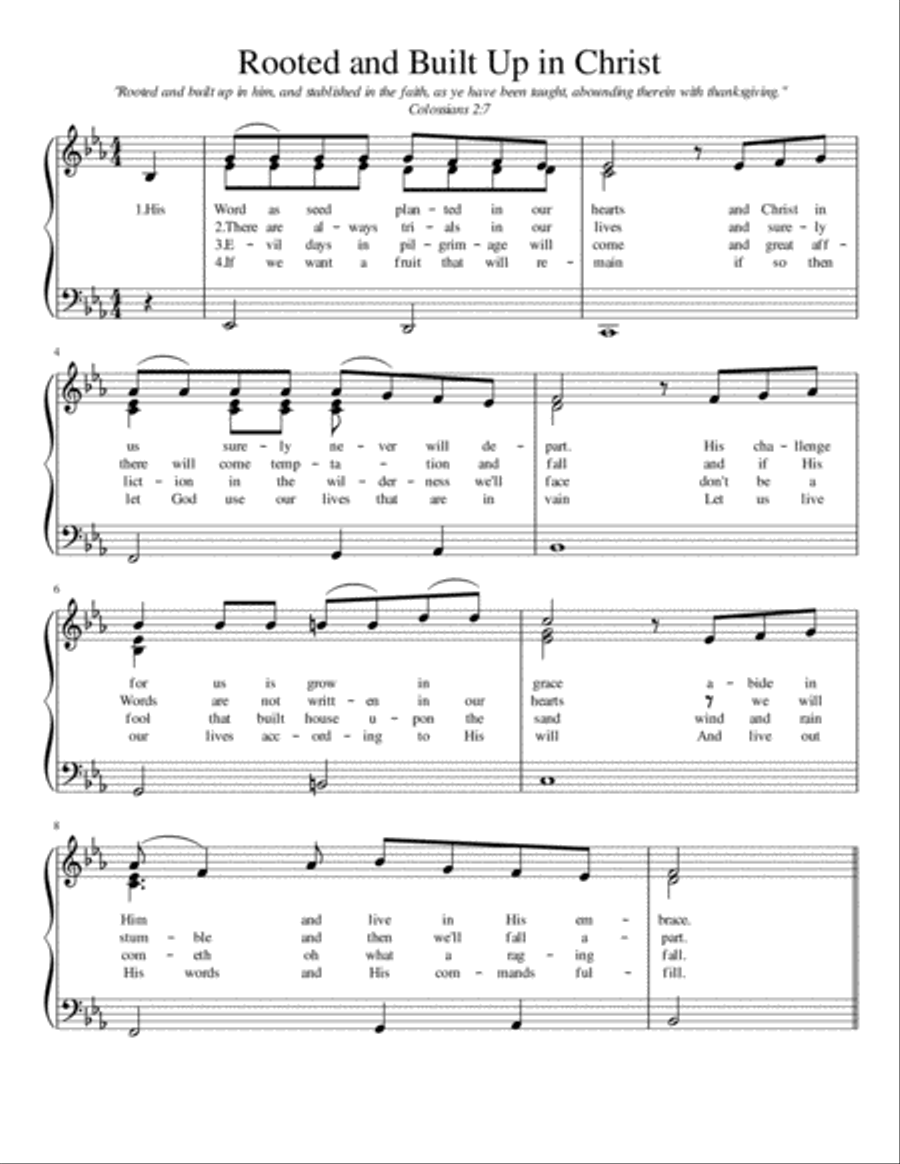 Rooted and Built Up in Him Piano Solo scores gallery preview page 1