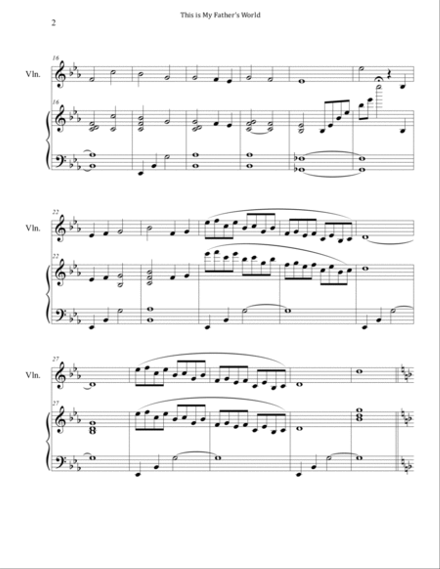 This is My Father's World (Piano and Violin) Violin Solo scores gallery preview page 2