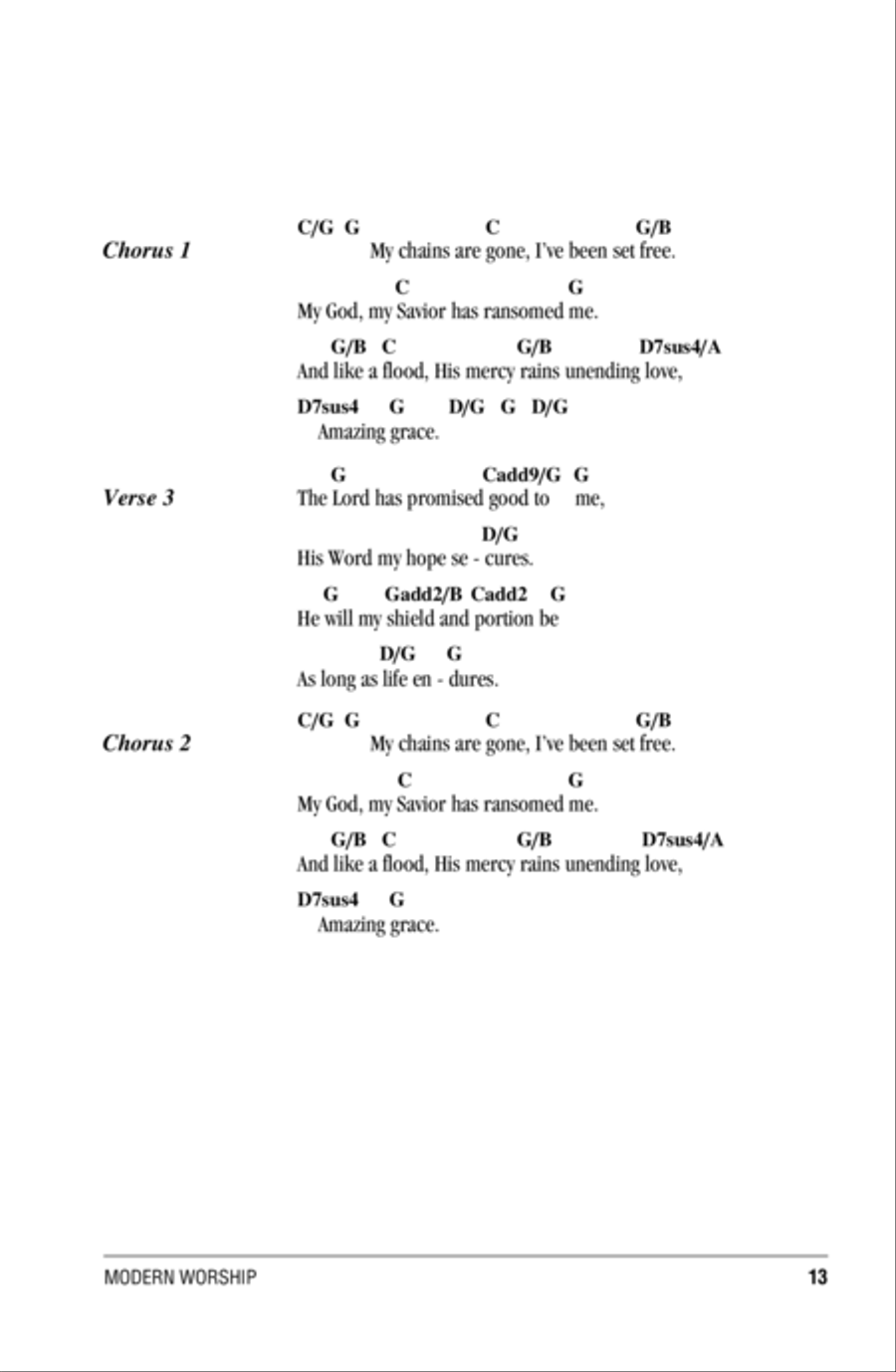 Amazing Grace (My Chains Are Gone) Easy Guitar scores gallery preview page 2