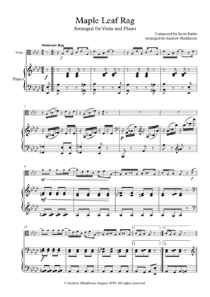 Maple Leaf Rag arranged for Viola and Piano