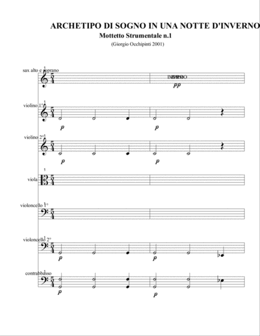 ARCHETIPO DI SOGNO IN UNA NOTTE D'INVERNO Chamber Orchestra scores gallery preview page 1