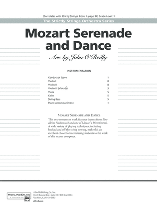 Book cover for Mozart Serenade and Dance: Score