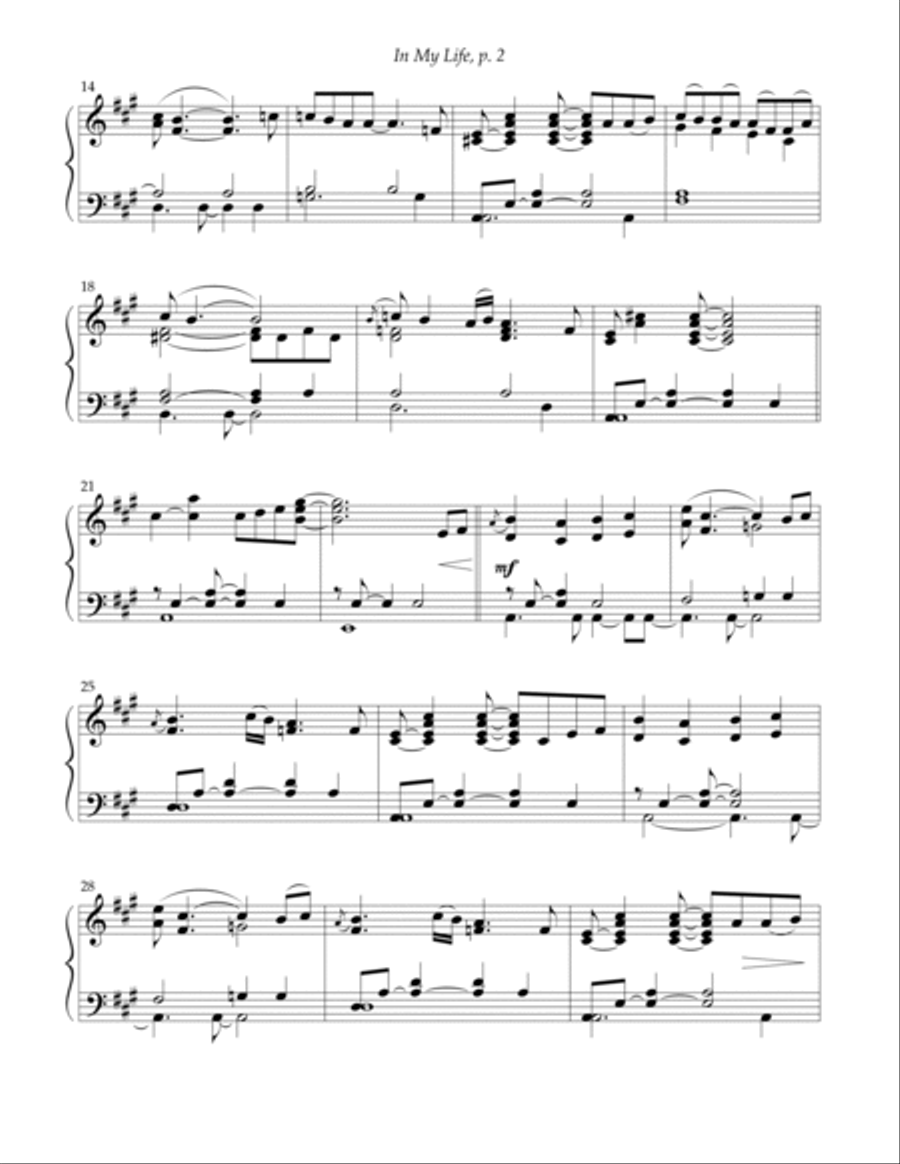In My Life Piano Solo scores gallery preview page 2