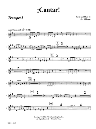 Book cover for Cantar! (Sing!): 3rd B-flat Trumpet