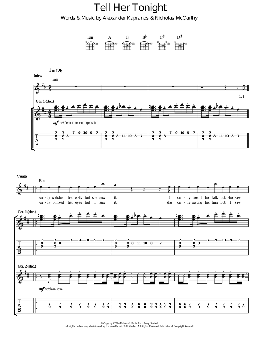 Tell Her Tonight Acoustic Guitar scores gallery preview page 1