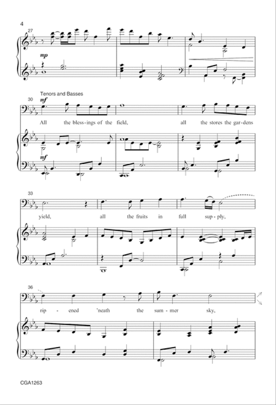 Come, Ye Thankful People, Come (SATB) 4-Part scores gallery preview page 4