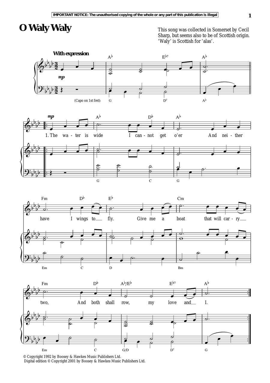O Waly Waly Piano, Vocal scores gallery preview page 1