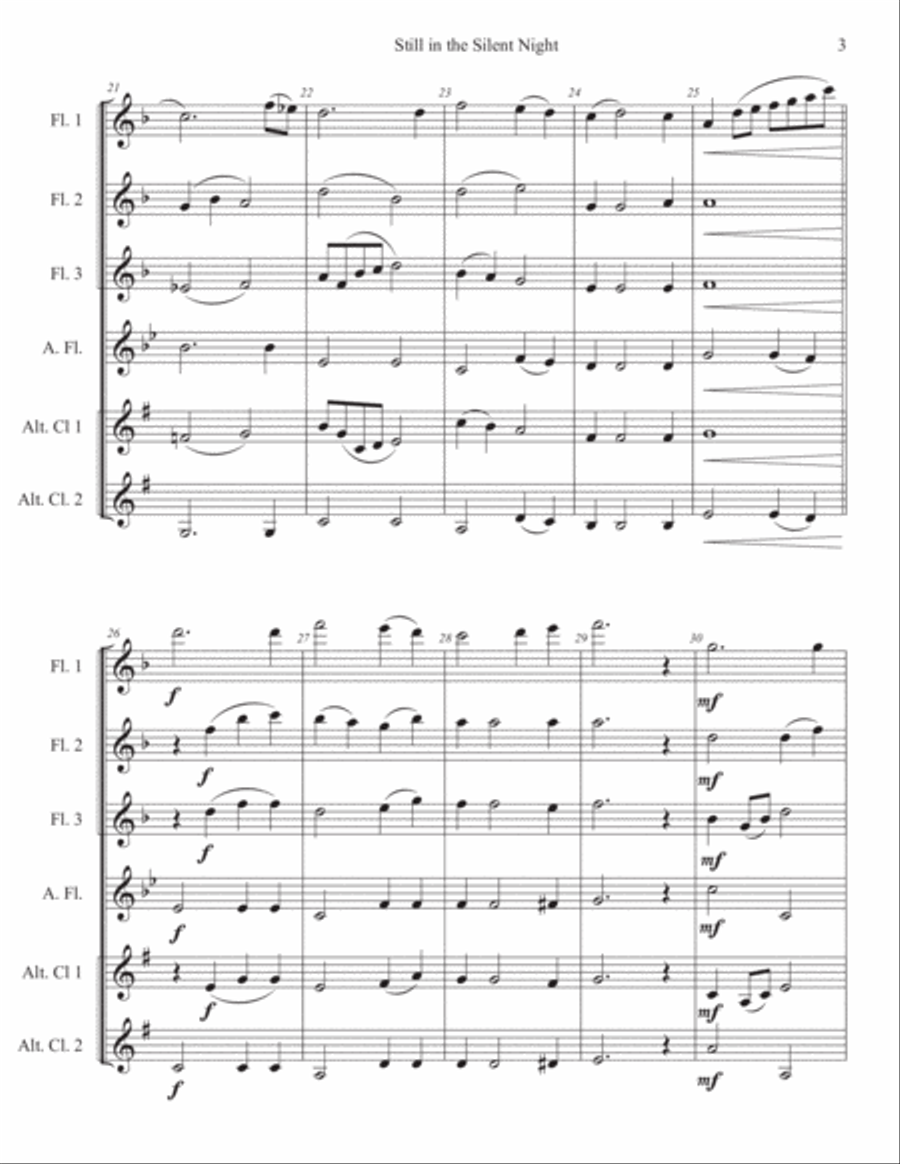 Be Still Silent Night (Still Still Still and Silent Night Woodwind Quartet scores gallery preview page 3