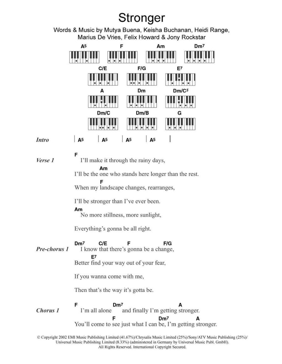 Stronger Stronger Piano scores gallery preview page 1