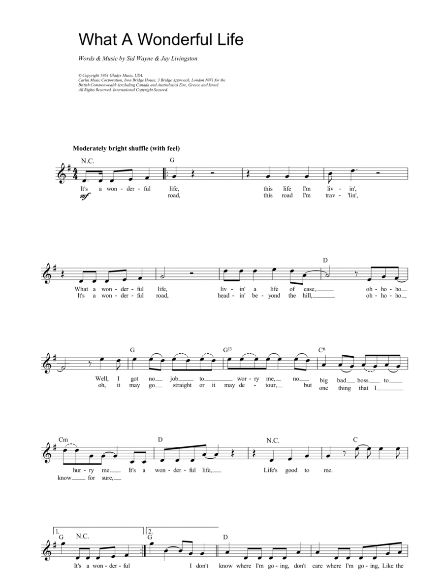 What A Wonderful Life What A Wonderful Life Piano scores gallery preview page 1