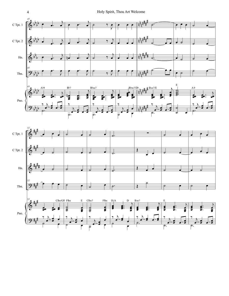 Holy Spirit, Thou Art Welcome Brass Ensemble scores gallery preview page 4