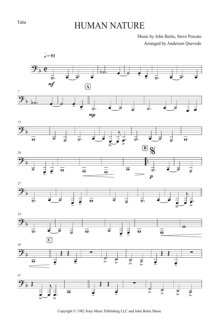 Human Nature Human Nature Tuba scores gallery preview page 1
