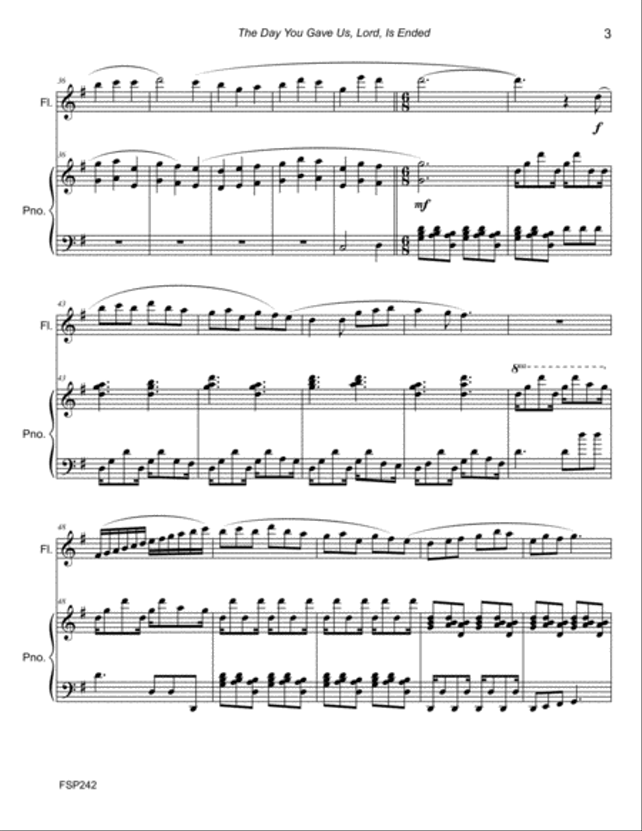 THE DAY YOU GAVE US LORD IS ENEDED - FLUTE SOLO with Piano Accompaniment Flute Solo scores gallery preview page 3