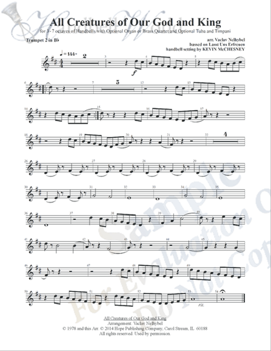 All Creatures of Our God and King Handbell Choir scores gallery preview page 6