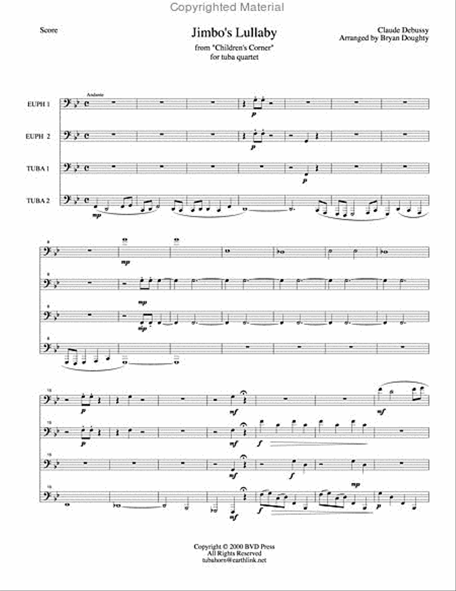Jimbo's Lullaby Jimbo's Lullaby Tuba Quartet scores gallery preview page 2