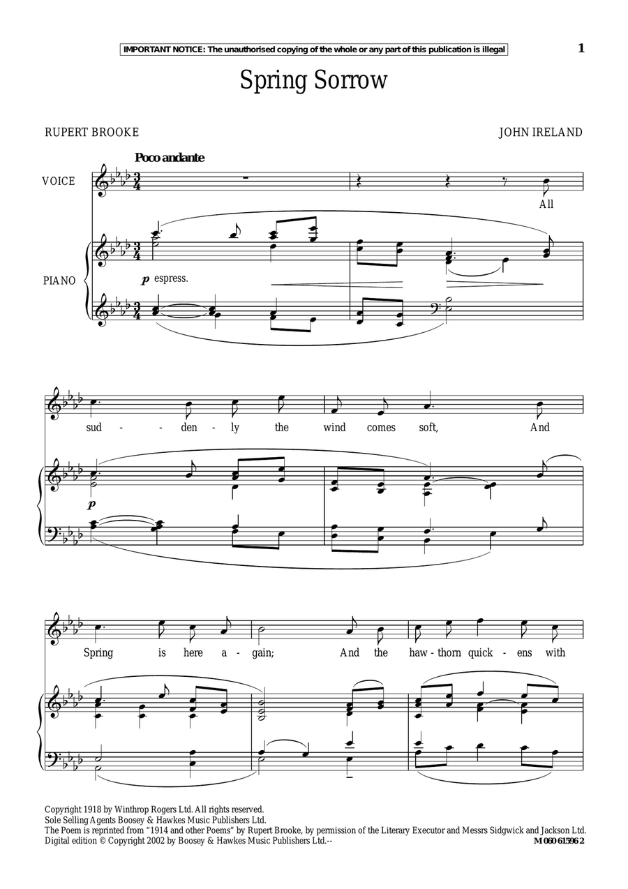 Spring Sorrow Spring Sorrow Piano, Vocal scores gallery preview page 1