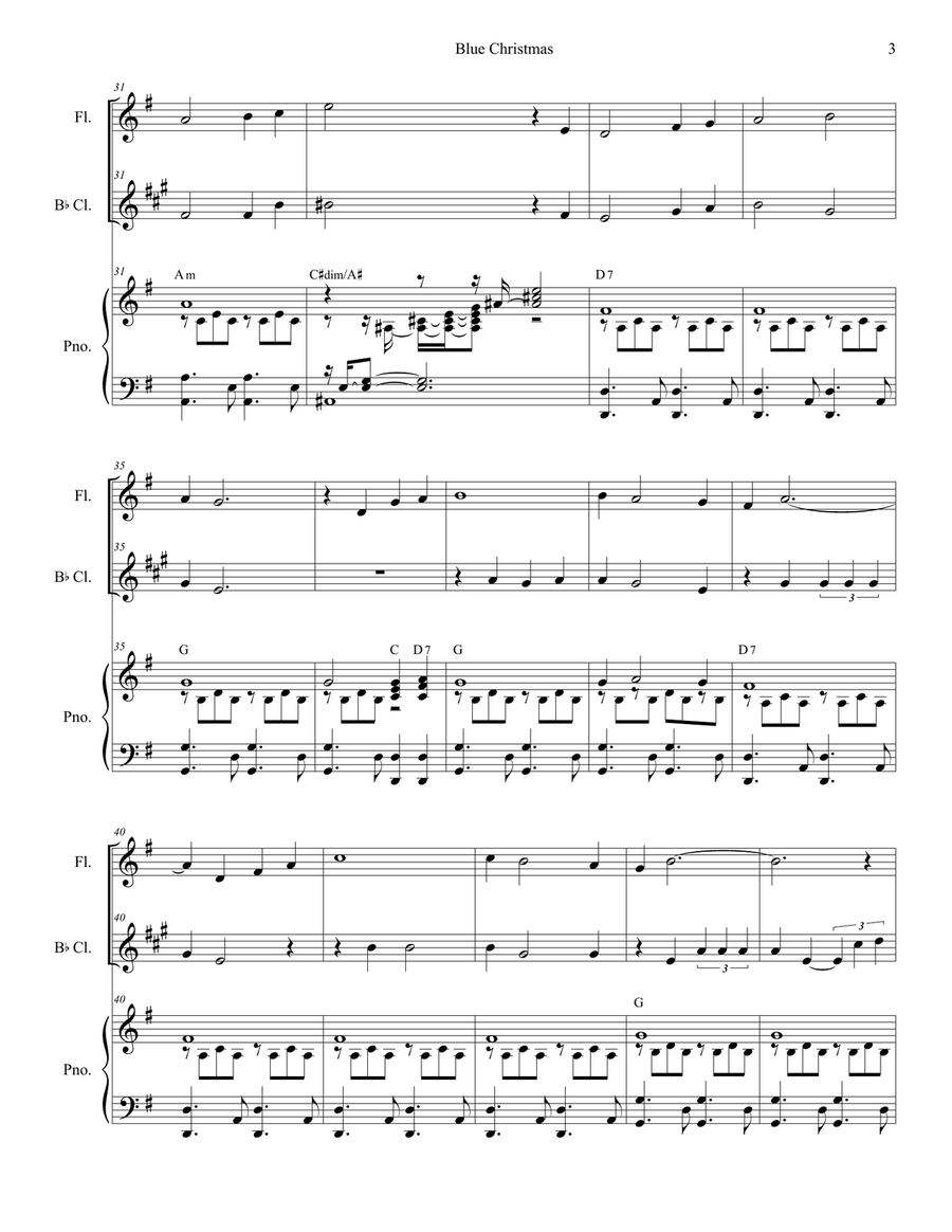 Blue Christmas Woodwind Duet scores gallery preview page 3