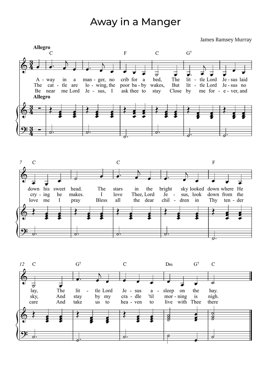 Away in a Manger - Alto with chords in C image number null