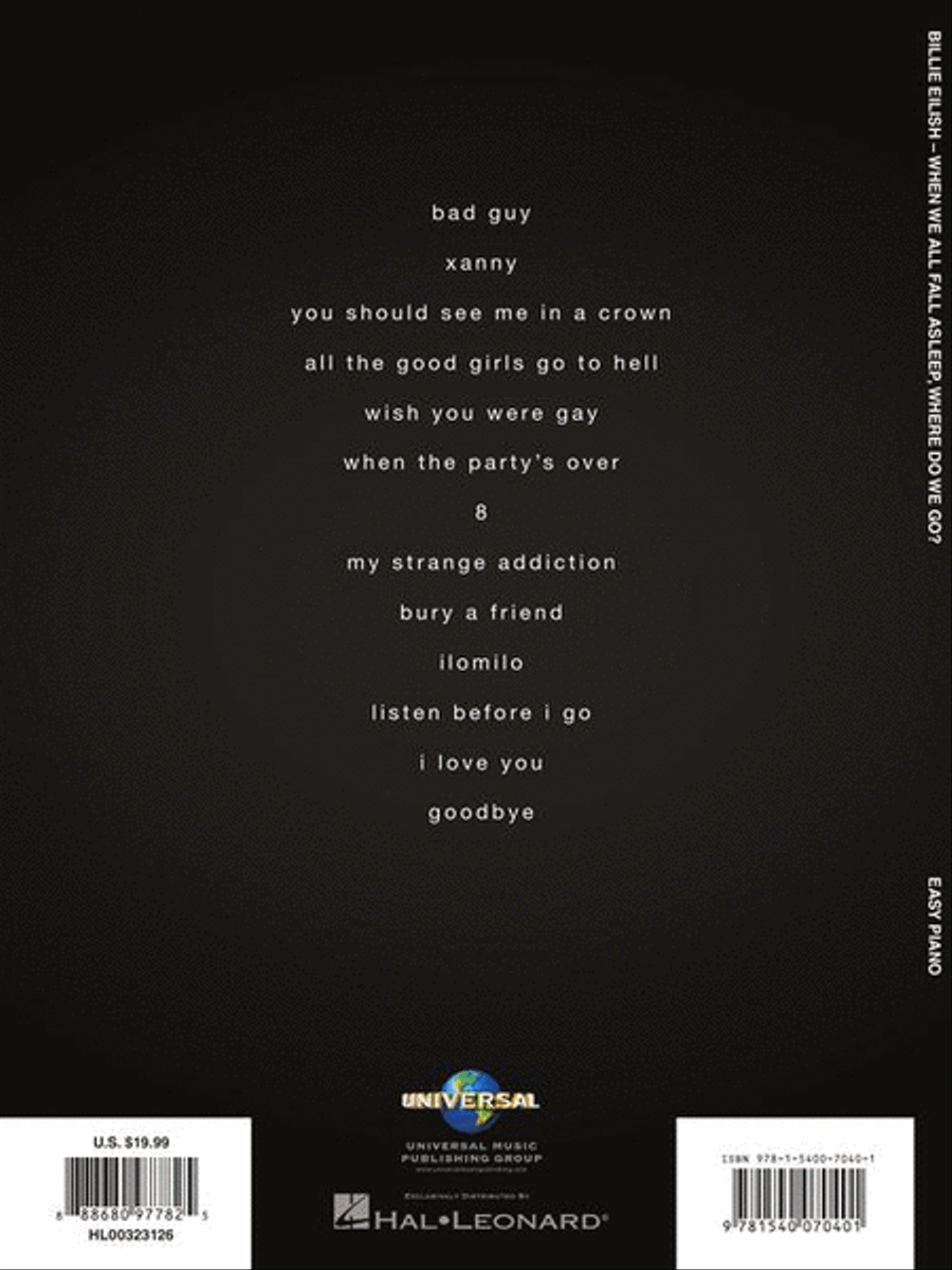Billie Eilish – When We All Fall Asleep, Where Do We Go? Easy Piano scores gallery preview page 8